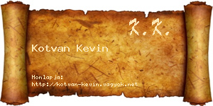 Kotvan Kevin névjegykártya